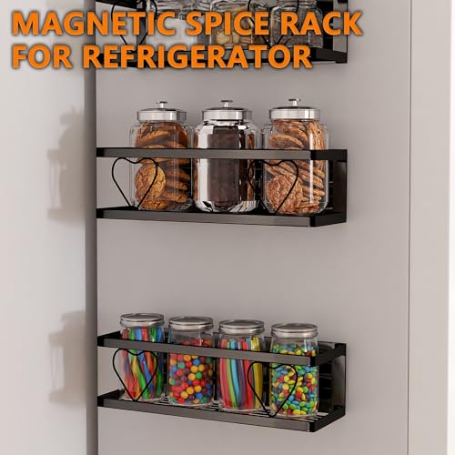 Magnetic Stanley Cup Holder Fits Stanley 20/30/40 oz & Yeti Tumblers, No-Drill Refrigerator Tumbler Organizer with Hook, Strong Fridge Cup Rack for Kitchen, Office, RV, Ideal Gift(Black)