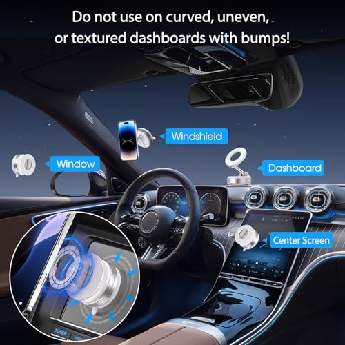 Jikasho Vacuum Magnetic Car Phone Holder for Magsafe, Hands-Free 360° Adjustable Suction Cup Phone Mount for Car/Gym/Mirror/Smooth Surface, Compatible with iPhone & Android (White) - color: White