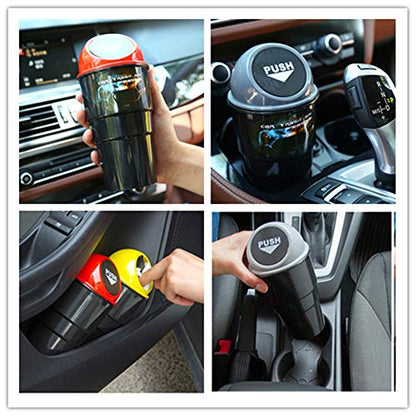 Automotive Cup Holder Trash Can, Mini Car Garbage Can Vehicle Rubbish Bins with Lid for Car Office Home Bedroom Desk (Grey) - color: Grey