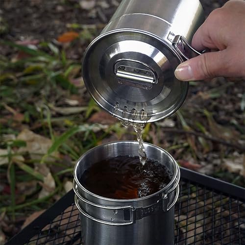 KOKKOYA Foldable Camping Cups Mugs Camping Pot Cookware 304-Food-Grade Outdoor Camp Cooking Set with Vented lid,Stainless Steel Backpacking Cookware for Hunting - color: silvery