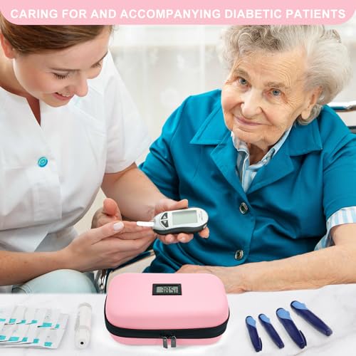 Gosemai TSA Approved Insulin Cooler Travel Case Medication Cooler for Travel with Thermometer Temperature Display Diabetic Medication Organizer Medical Travel Cooler Bag with 2 Ice Pack - color: Pink