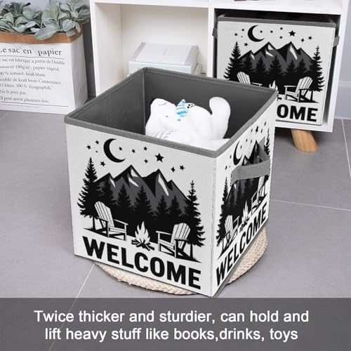 Welcome To Camping Foldable Storage Box with Handle Organizer Containers for Home Office Clothes Office Supplies - color: style-8