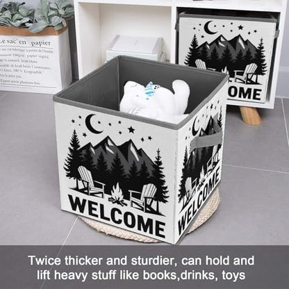 Welcome To Camping Foldable Storage Box with Handle Organizer Containers for Home Office Clothes Office Supplies - color: style-8