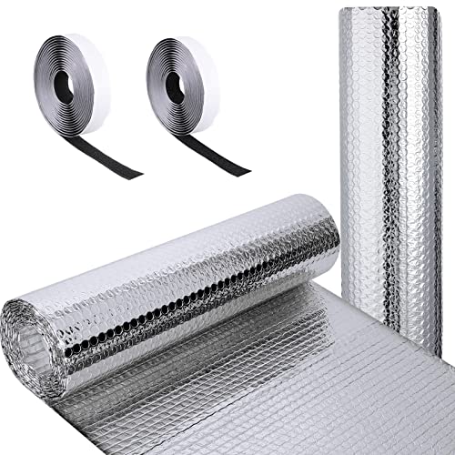Frienda Rv Window Reflective Insulation Roll 47.2inch*25ft Double Aluminum Foil Heat Bubble Thermal Window Shade Door Cover Blackout for Garage Roof Travel Camper Skylight Shield - size: 47.2inch*25ft