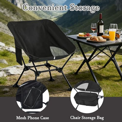 Ultralight Camping Chair,Compact Folding Chair with Anti-Sinking Large Feet and Storage Bag,Lightweight Backpack Chair for Naturehike,Travel,Beach,Hiking - color: Black