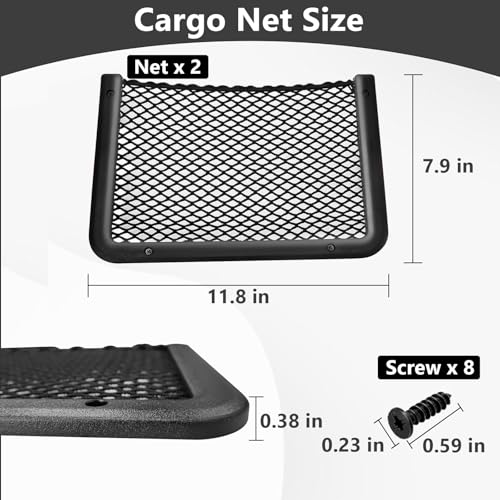 2 PCS Car Net Pocket, ABS Plastic Frame Cargo Net Storage Car Pockets Phone Net, Cars Mesh Nets Pockets with Screws for Auto, RV, Boat, and Camper Storage Nets (11.8 x 7.9 Inch) - size: 11.8 x 7.9 Inch