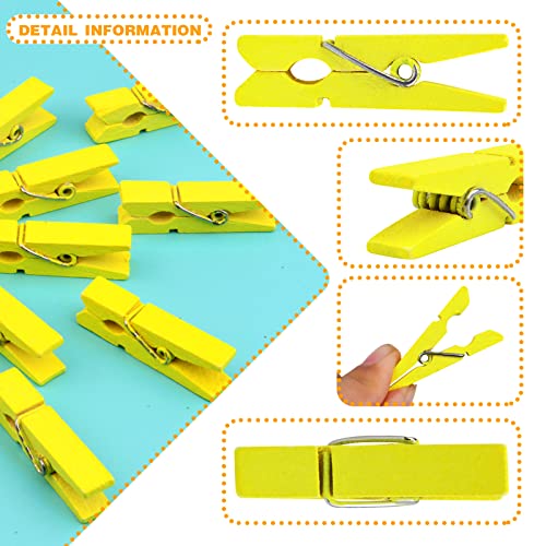 Jdesun 50pcs Photo Wood Clips Natural Wooden Mini Clothespins Paper Peg Pins Clips Laundry Pins for Hanging Clothing Pictures Home Storage Art Craft Display, Yellow - color: Yellow(wood)