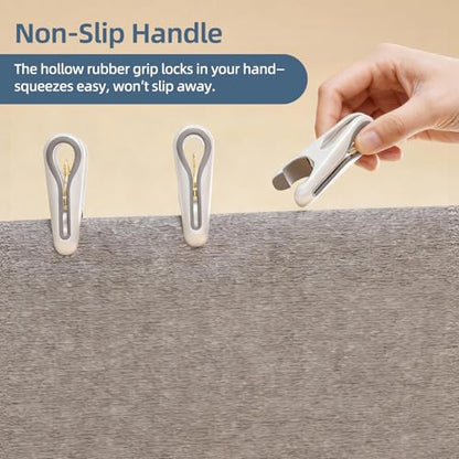 Plastic ClothesPins Heavy Duty Out door 24 Pack with Storage Box, 2.5-Inch Chip Clips with Non-Slip No-Trace Design for Laundry, Drying Clothes,Towels, Crafts, Picture, Food Clips, Home Use and Travel - color: White