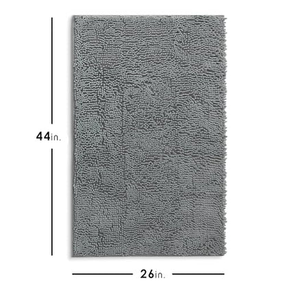 Hearth & Harbor Bathroom Rugs, Chenille Bath Mat - Machine Washable Bath Mats for Bathroom Non-Slip Backing Rubber, Quick Dry Bathroom Mat, 26 x 44 - Frost Grey - color: Frost Grey, style: 26 x 44