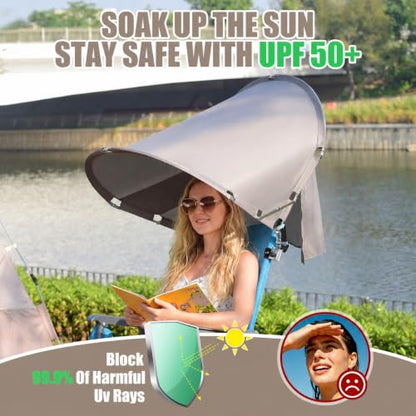 XL Universal Wind-Resistant Chair Umbrella Canopy, Extra Large Foldable UPF 50+ Sun Shade Attachment with Adjustable Clamp, Fits Most Beach, Camping, Lawn, Sports, Zero Gravity Chairs, Patented - style: XL