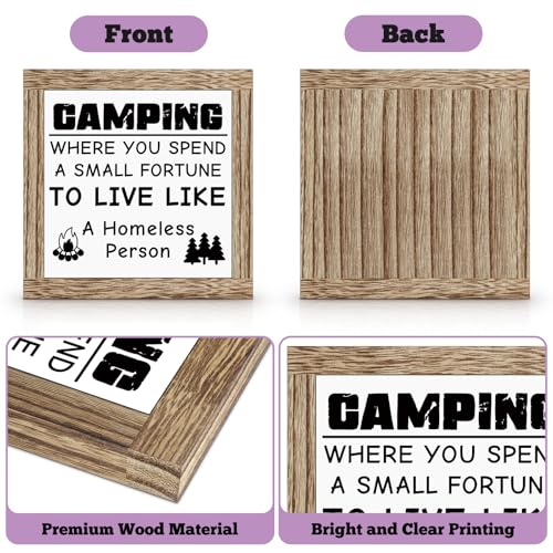 Camping Wooden Sign Desk Decor RV Accessories for Inside Camper Decor Rustic Wood Plaque Sign for Travel Trailers Camping Gifts for Camper Lovers Women Men