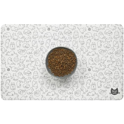 The Cat Ladies Cats Feeding Mat - Waterproof Dishwasher Safe Small Pet Eating Placemat - Cat & Dog Food Mats for Food and Water Bowl - Protect Floors from Mess - Black & White Cats - color: Black and White Cats