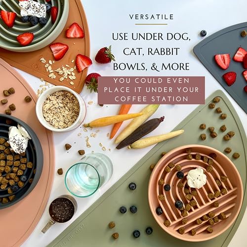 Should We Go? Waterproof Silicone Dog Food Mat – Medium Size Non-Slip Pet Bowl Mat, Raised Edge Design, Easy-to-Clean Pet Food Placemat for Dog & Cat Bowls, 21" Across x 10.5" Deep - Charcoal - color: Charcoal, size: Medium