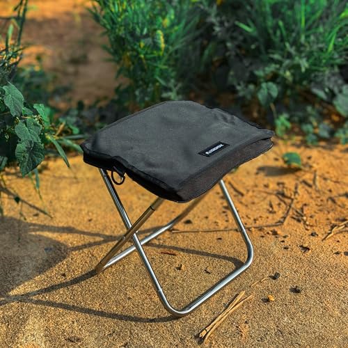 Lightweight Camping Stool 1.5lbs & Compact 12" - 350lbs Capacity! 3-Second Setup Portable Folding Stool with Shoulder Strap for Adults, Outdoor, Concert, Waiting in Line, Travel, Fishing & Camping