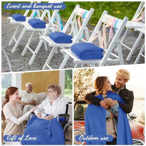 Buryeah 6 Pcs Flannel Throw Blanket Bulk 50 x 60 in Sleepover Blanket Outdoor Wedding Throw Lightweight, Oeko-tex Standard 100 Certified for Sofa Homeless Gifts (Sapphire Blue) - color: Sapphire Blue