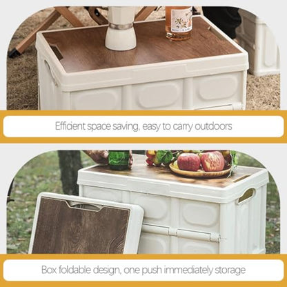 GARVALON Outdoor Folding Storage Box with Lid Medium White – Vehicle Organizer and Clothes Storage Container for Camping and Home Organization