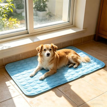 Dog Cooling Mat, Self Cooling Dog Mat Pet Pad, Protect Your Dogs from Overheating with Continuous Heat Conduction, Washable Portable Foldables for Large & Small Pet (Gray, Medium)