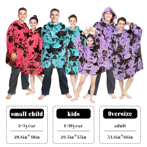 Turquoise Wearable Blanket Hoodie - Warm & Cozy Plush Fleece Sweatshirt Blanket Teal Blue Gifts for Men Women Birthday with Giant Hood Pocket and Sleeves - color: Black Blue, size: Adult