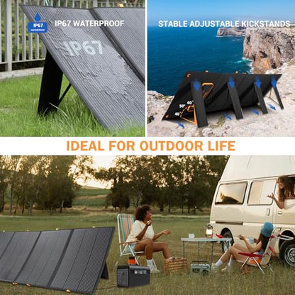 400W Portable Solar Panel,Foldable Solar Panel Power Backup,36V Output Solar Charger for Power Station Off Grid Outdoor Activities, RV, Marine,Camping, Solar Generator, IP67 Waterproof - size: 1 Pack