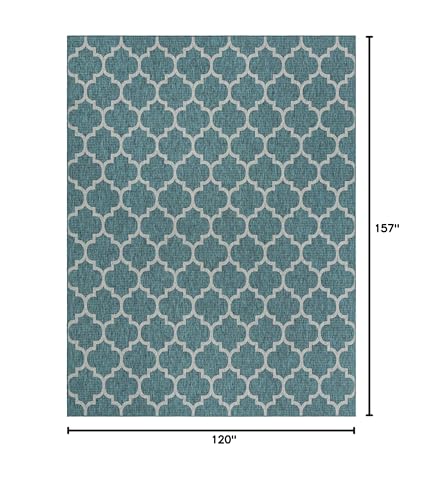 Unique Loom Outdoor Trellis Collection Area Rug (10' x 13' 1" Rectangle, Teal/ Gray) - color: Teal/Gray, size: 10' x 13'1" (Rectangular)