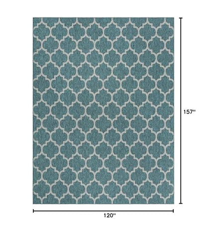 Unique Loom Outdoor Trellis Collection Area Rug (10' x 13' 1" Rectangle, Teal/ Gray) - color: Teal/Gray, size: 10' x 13'1" (Rectangular)