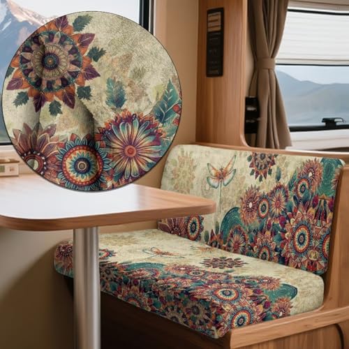 Boho Mandala Dragonfly Pattern 2 PCS RV Dinette Cushion Covers Wear-Resistan Camper Seat Covers Dinette Booth Camper Cushion Slipcover Sofa Slipover for Travel Trailer Couch - color: Boho Mandala Dragonfly