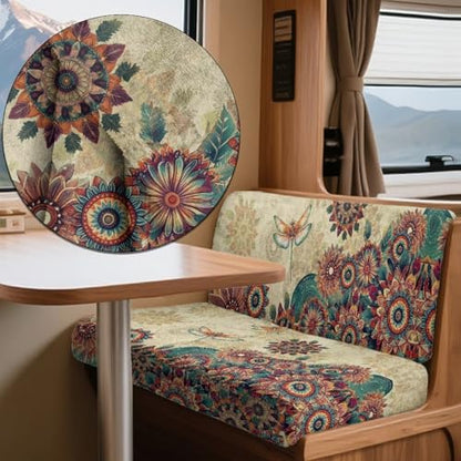 Boho Mandala Dragonfly Pattern 2 PCS RV Dinette Cushion Covers Wear-Resistan Camper Seat Covers Dinette Booth Camper Cushion Slipcover Sofa Slipover for Travel Trailer Couch - color: Boho Mandala Dragonfly