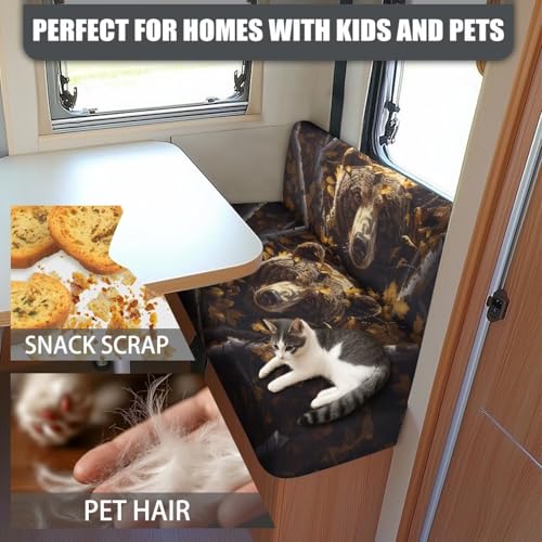 Bear Hunting Forest RV Dinette Cushion Covers Non Slip Camper Cushion Cover Dinette Booth Set RV Seat Covers for RV Camper Sofa, Washable - color: Bear Hunting Forest