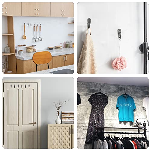 15 Pcs Black Wall Mounted Coat Hooks, Hanger Hook with 30 Pieces Screws for Towel, Key, Robe, Scarf, Bag, Cap, Coffee Cup, Mugs - color: 15PCS Black Hooks