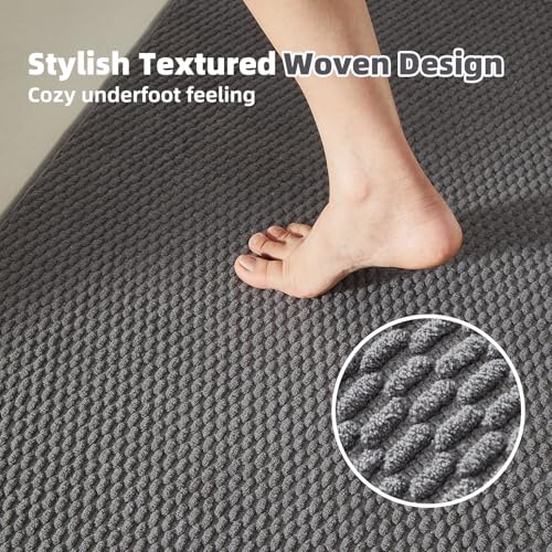 TYUU Toilet Rug, Thin Toilet Rugs U Shaped Washable Non Slip Absorbent Quick Dry Low Pile Toilet Mat, Dark Grey 20"x24" U Shape - color: Dark Grey, size: 1'8" X 2' (U-Shape)