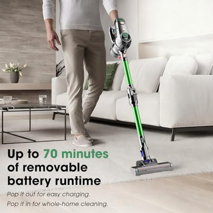 TRPYD Cordless Vacuum Cleaner, Upgraded 15KPA 70 Minutes, Powerful Suction, Rechargeable, Lightweight, 180° Bendable Cane Vacuum Cleaner for Home/Pet Hair/Carpet/Floor