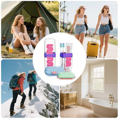 VITVITI Travel Soap Case Container, Portable Toothbrush Travel Case Dish Tray, 7.88 Inch Toothpaste Traveling Toothbrush Holder Set with Cover for Trip/Bathroom/Camping, Purple - color: Purple