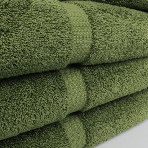 Chakir Turkish Linens 4 Piece Extra Large Bath Towels, 100% Cotton Luxury Turkish Towels for Bathroom, Soft Absorbent Bath Towels, 30 x 60 Inches, Moss - color: Moss