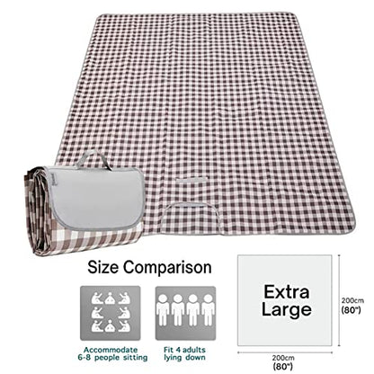 Extra Large Picnic Blanket Beach Blankets, 80''x80'' Picnic Mat Waterproof Sand Proof Foldable Portable for Outdoor Camping Hiking Travel Grass Park Music Festival Lawn Mats (brown, 80x80 inch) - color: Brown 80x80 Inch