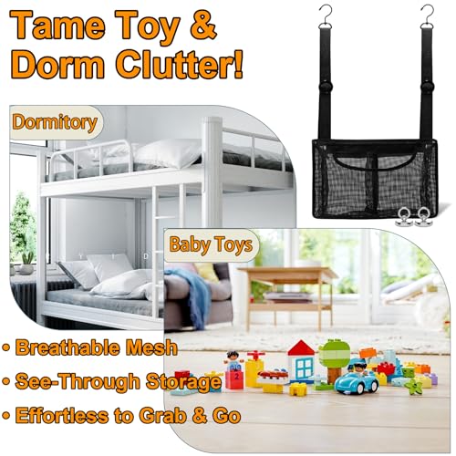 Black PVC Mesh Hanging Shower Caddy with 2 Magnetic Hooks, Adjustable Portable Bathroom Organizer with Pockets for Cruise, Dorm, Gym, Camping, RV, 12"x6"x7"(LxWxH)