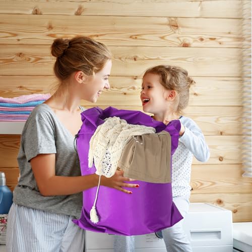 Woanger 12 Pack 28 x 45 Inch Extra Large Laundry Bags Bulk Washable Travel Laundry Bag with Drawstring Closure Large Dirty Clothes Organizer for College Dorm Home Hotel Camping(Purple) - color: Purple