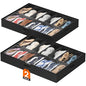 Lifewit Under Bed Shoe Storage Organizer 2 Pack(14 Shoes Cells), 4.3 Inches Profile Fabric Shoes Container Box with Clear Cover, Foldable Storage Bag with 2 Handles, Fits 14 to 28 Pairs - style: 14 Shoes Cells