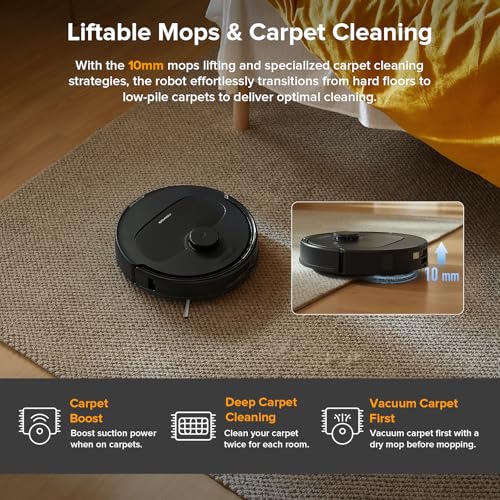 roborock Qrevo Series Robot Vacuum and Mop, 8000Pa Suction, Upgraded from Qrevo S, Anti-Tangle Brushes, Smart Obstacle Avoidance, Auto Mop Washing, All-in-One Dock, 200RPM Spinning Mops, Black(QV 35A) - color: Black01