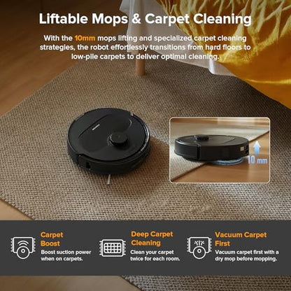 roborock Qrevo Series Robot Vacuum and Mop, 8000Pa Suction, Upgraded from Qrevo S, Anti-Tangle Brushes, Smart Obstacle Avoidance, Auto Mop Washing, All-in-One Dock, 200RPM Spinning Mops, Black(QV 35A) - color: Black01