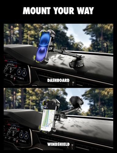 Bracketron X-Lock Heavy Duty Phone Mount for Truck - Phone Holders for Your Car with 12" Extendable Arm Security for Windshield & Dash - Compatible with iPhone & Android