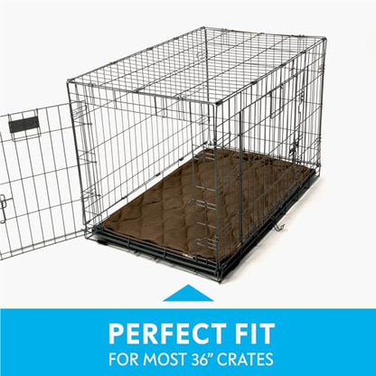Paw Inspired Washable Padded Crate Mats for Dogs | 35” x 22” Pad, Fits 36-inch Kennels | Leakproof, Waterproof Bottom, Plush Pet Beds (Dark Brown) - color: Dark Brown, size: 36 Inch