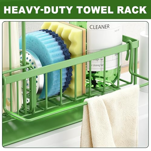 Sponge Holder for Kitchen Sink, Kitchen Sink Caddy, Kitchen Sink Sponge Holder, Dish Sponge Holder, Kitchen Sink Organizer for Sponge, Dish Brush, Scrubber(9.65" x 3.74" x 6.3", Avocado) - color: Avocado