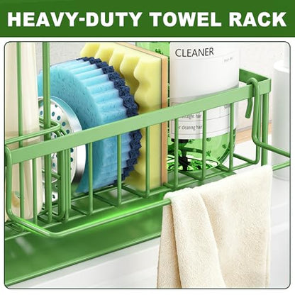 Sponge Holder for Kitchen Sink, Kitchen Sink Caddy, Kitchen Sink Sponge Holder, Dish Sponge Holder, Kitchen Sink Organizer for Sponge, Dish Brush, Scrubber(9.65" x 3.74" x 6.3", Avocado) - color: Avocado