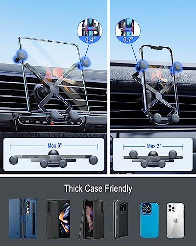 OATSBASF Gravity Car Phone Mount, Invisible Air Vent Mount for iPhone 17/16/15, Samsung Z Fold 7/6, Google Pixel 10/9 Pro Fold, Samsung S25 Ultra/S24 & All Phones, Fits Unfolded Foldable Phones (X06) - size: X06