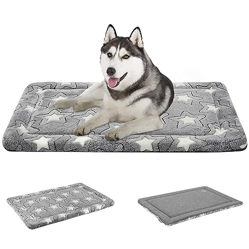EMPSIGN Dog Crate Pad - Reversible Kennel Mat (Cool & Warm), Machine Washable, Cozy Star Pattern Sleeping Pad for Small Medium Large Dogs, All-Season Pet Bed, Suitable for 36"x24" Dog Crate, Grey - color: Grey with Star Pattern, size: L (34.2"x22.4"x1.1")