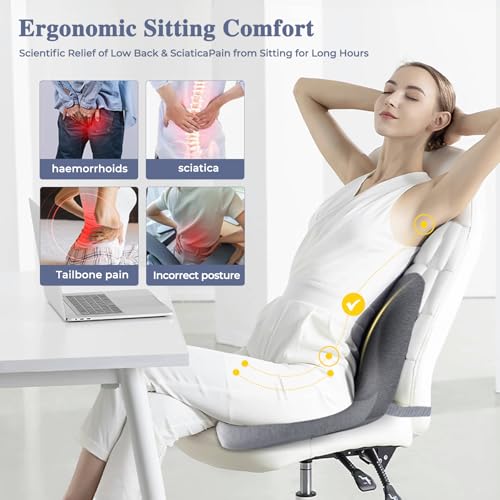 Car Seat Cushion, Memory Foam Driving Cushion with Adjustable Strap, Ergonomic Pad for Car & Semi Truck, Office Chair Cushion for Sciatica & Lower Back Pain Relief, Light Gray - color: Light Gray