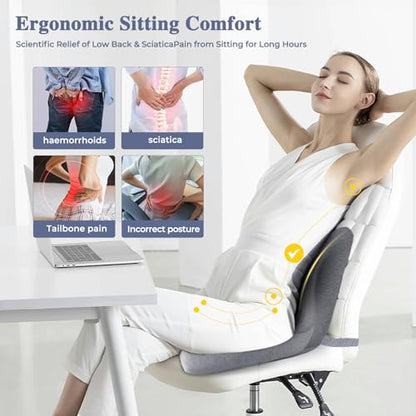 Car Seat Cushion, Memory Foam Driving Cushion with Adjustable Strap, Ergonomic Pad for Car & Semi Truck, Office Chair Cushion for Sciatica & Lower Back Pain Relief, Light Gray - color: Light Gray