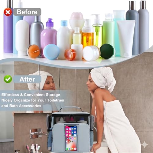 BAIMAY Dorm Room Essentials for Guys, Quick Dry Mesh Shower Caddy, Travel Toiletry Bag for Men and Women-Grey - color: Grey