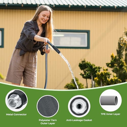 LINEX Lightweight Garden Hose 50 ft Ultra Flexible, Kink-Free for Outdoor Water Hose Non-Expanding, Burst-Resistant, Heavy Duty RV Hose 5/8 inch - size: 50 FT