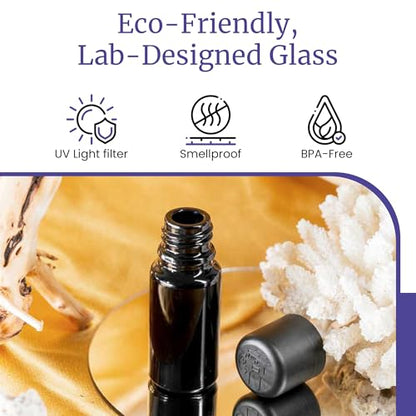 Infinity Jars 15 ML(0.5 fl oz) Black UV‑Blocking Glass Easy‑Pour Screw‑Top Bottle – Airtight, Smell‑Proof Mini Container for Oils, Spices, Perfumes, DIY Samples - size: 0.5 Ounces